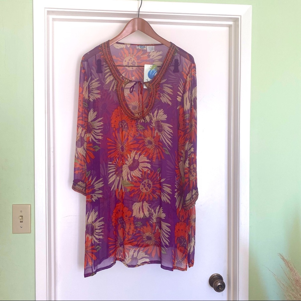 Bela Sol colorful tunic with bead details - Picture 1 of 6